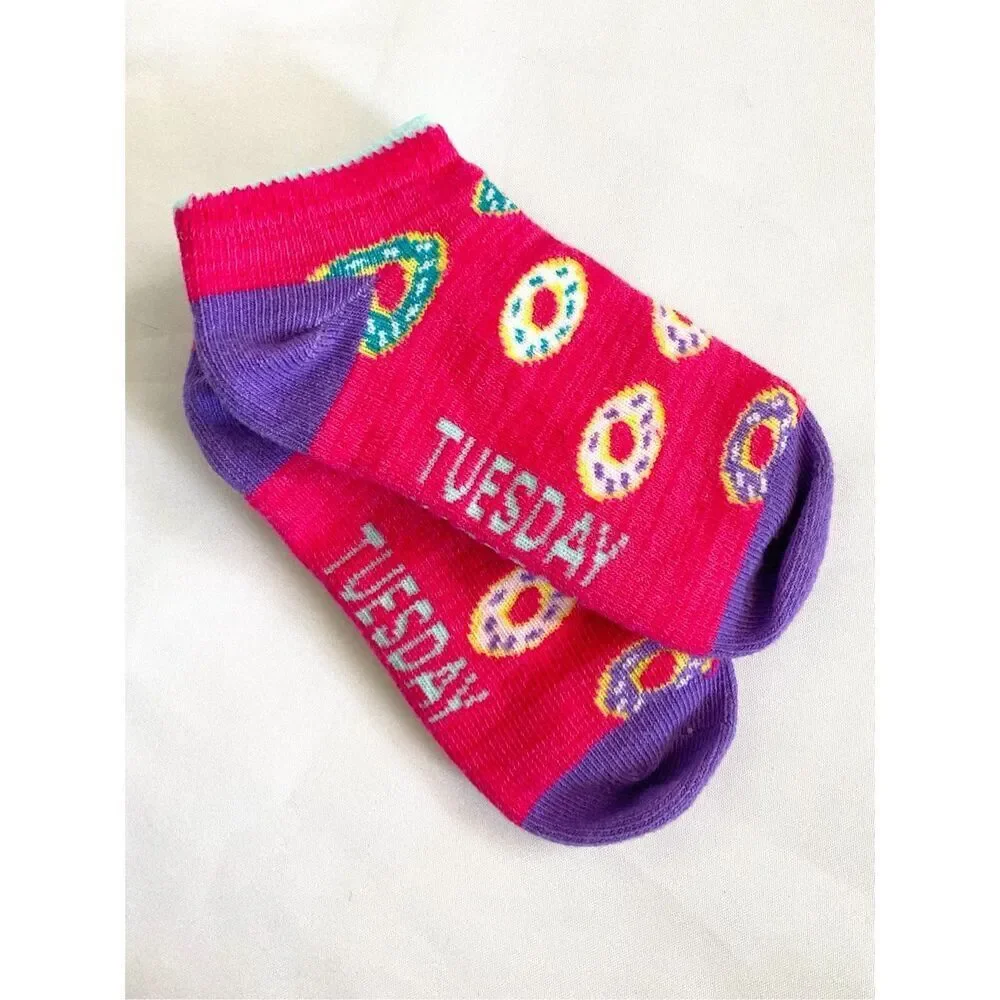 3/$30 NEW Toddler 7-8.5 Day of the Week Multi Color Patterned Socks